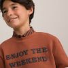 LA REDOUTE COLLECTIONS Sweater met ronde hals en geborduurde tekst, in molton online kopen