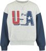 America Today Junior sweater Shazz Jr met printopdruk grijs melange/donkerblauw online kopen