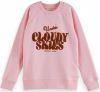 Scotch and Soda Truien Girls Relaxed fit artwork sweatshirt Roze online kopen